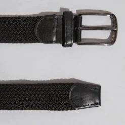 Outlet French Connection Herre vævet elastisk bælte /​ læder 2 Sort