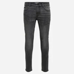 Sale ONLY & SONS Herre Warp Skinny Sorte Jeans i Sort Denim