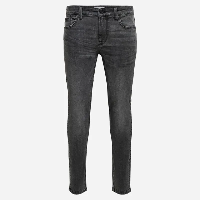 Sale ONLY & SONS Herre Warp Skinny Sorte Jeans i Sort Denim