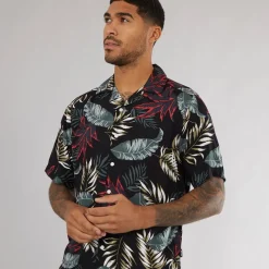 Hot ONLY & SONS Herre Wayne Kortærmet Viscose Skjorte Sort