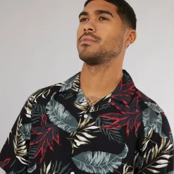 Hot ONLY & SONS Herre Wayne Kortærmet Viscose Skjorte Sort