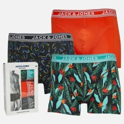 Outlet JACK & JONES Herre West Tre Pak Underbukser Sort/Tangerine Tango/Sort