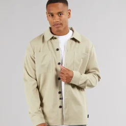 Online Indicode Herre Yuno Overshirt Irish Cream beige