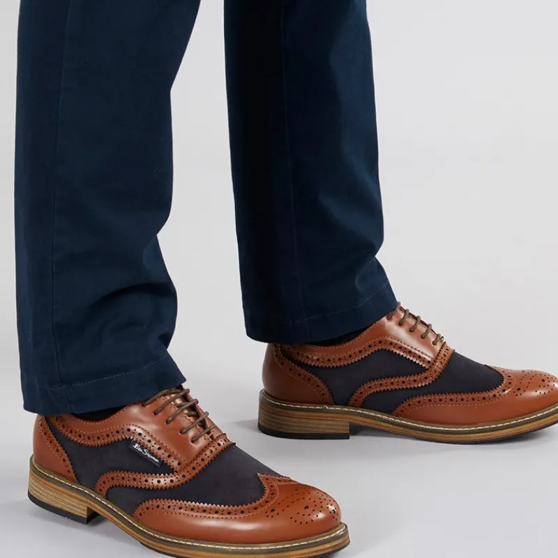 Clearance Ben Sherman Herresko Terrence Oxford Brogue Tan Burnish/Navy