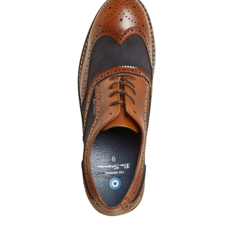 Clearance Ben Sherman Herresko Terrence Oxford Brogue Tan Burnish/Navy