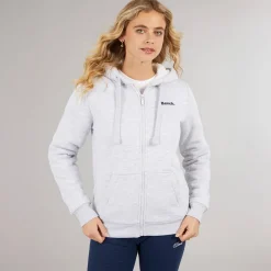 Outlet Bench Hættetrøje med lynlås og teddyforing Grå Marle til kvinder Lysegrå Mergel