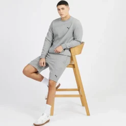 Discount Puma Hættetrøje til Herre Small Logo Crew Mellemgrå Meleret Grå