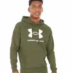 Best Under Armour Hættetrøje til Herre UA Rival Fleece Logo Marine OD Grøn/Hvid Grøn