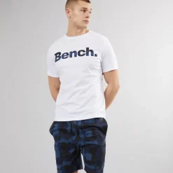 Outlet Bench Hvid/Geometrisk camouflage Loungewear sæt til Herre med Mowie T-shirt og shorts