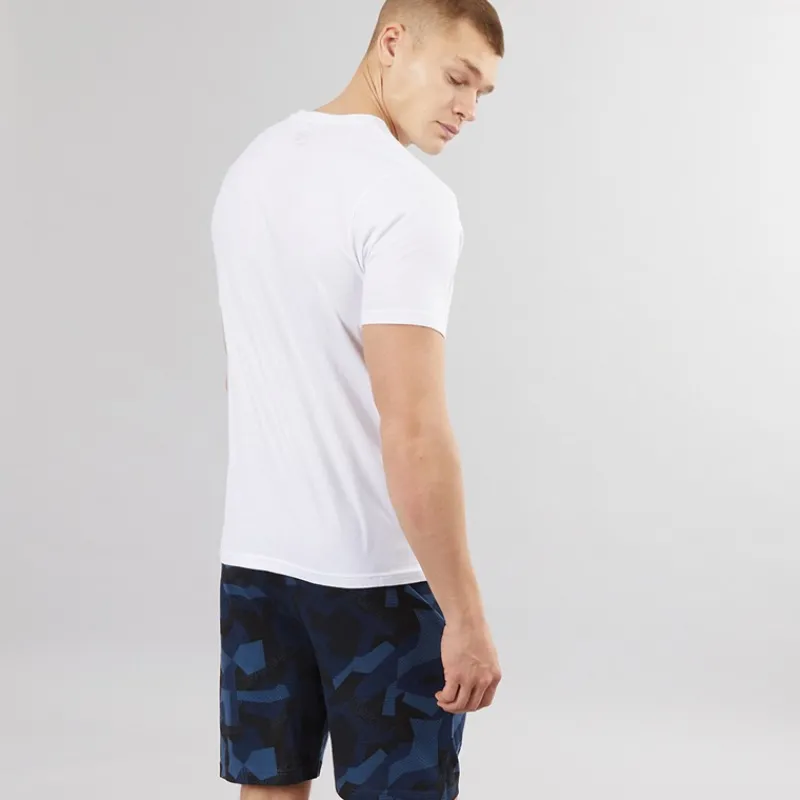 Outlet Bench Hvid/Geometrisk camouflage Loungewear sæt til Herre med Mowie T-shirt og shorts