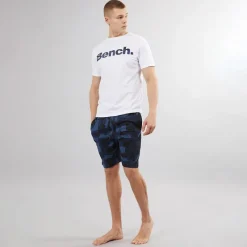 Outlet Bench Hvid/Geometrisk camouflage Loungewear sæt til Herre med Mowie T-shirt og shorts