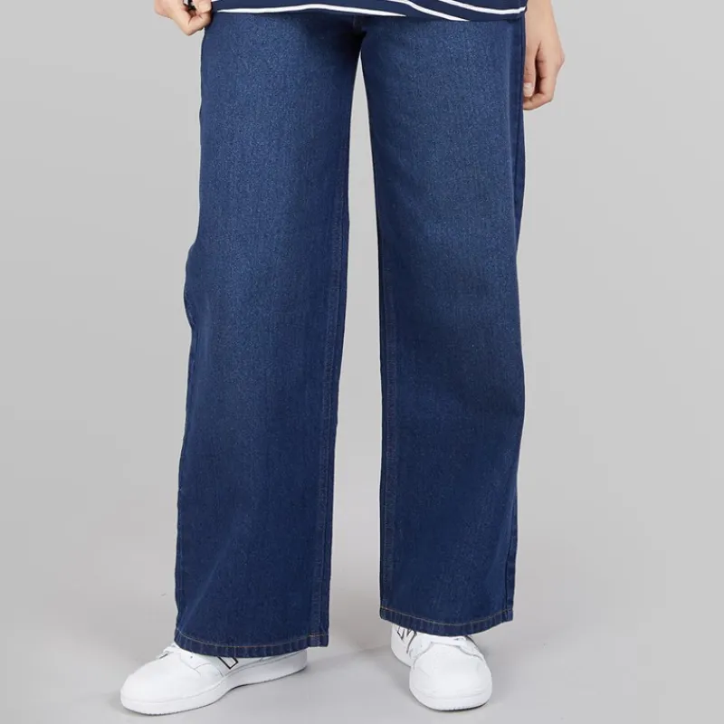 Outlet Bench Jeans med vid ben kvinder Mørkeblå Blå