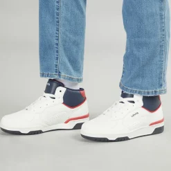 Clearance Levi's Junior Dereck Hi Top Sneakers Navy Rød 0218 Hvid