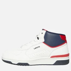 Clearance Levi's Junior Dereck Hi Top Sneakers Navy Rød 0218 Hvid