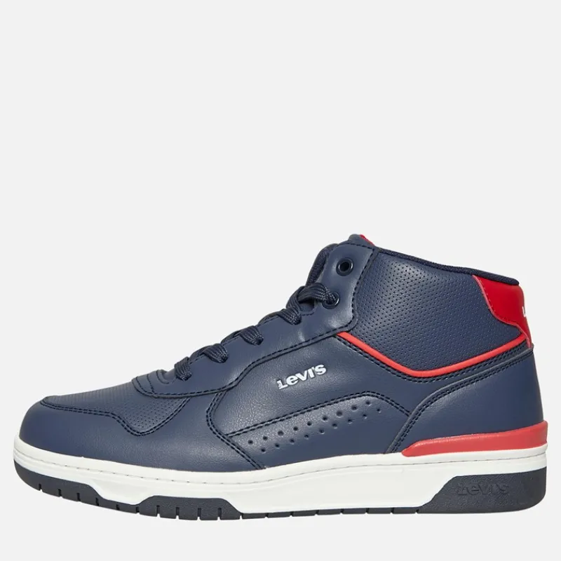 Clearance Levi's Junior Dereck Hi Top Sneakers Marine Rød 0290 Marineblå
