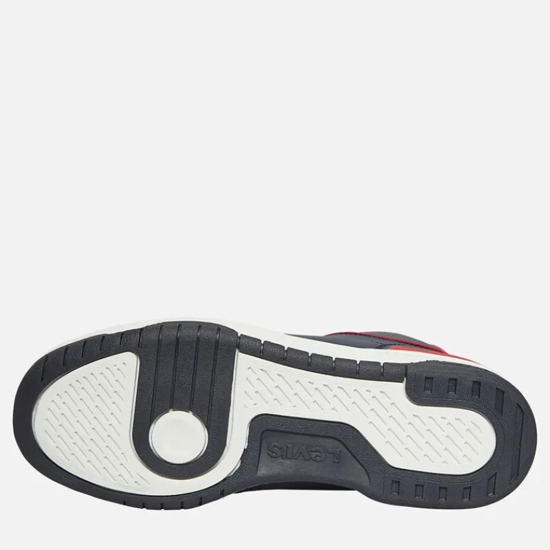 Clearance Levi's Junior Dereck Hi Top Sneakers Marine Rød 0290 Marineblå