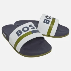 New BOSS Junior Drenge Logo Stribe Badesandaler Hvid