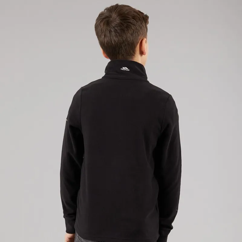 Online Trespass Junior Drenge Masonville 1/2 Lynlås Mikro Fleece Sort
