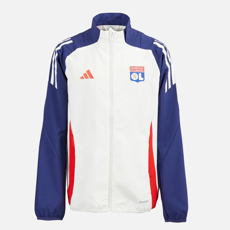 New adidas Junior Drenge OL Olympique Lyon præsentations jakke White Tint/Midnight Indigo/Bright Red