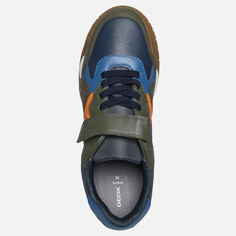 New GEOX Junior Drenge Rann træner Military/Orange Flerfarvet
