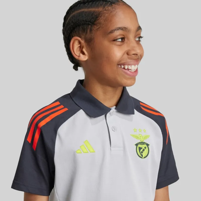 Online adidas Junior Drenge SLB Benfica polo skjorte Light Solid Grey/Semi Solar Orange