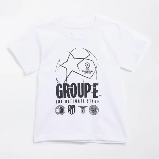 Clearance Castore Junior FR Feyenoord Trykt Gruppe UEFA Champions League Kamp Design T-Shirt Hvid