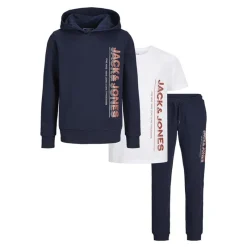 Sale JACK & JONES Junior Jwhnew Struktur Tre Pak Træningsdragt Og T-shirt Sæt Navy Blazer