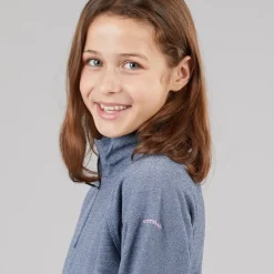 Discount Trespass Junior Piger Meadows Halv Lynlås Fleece Navy / Pink Logo Marineblå