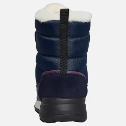 Clearance GEOX Junior Piger Trekkyup Dobbelt Rem Pelsforet Støvler Marineblå/Lilla