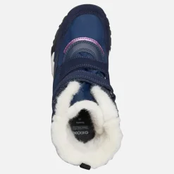 Clearance GEOX Junior Piger Trekkyup Dobbelt Rem Pelsforet Støvler Marineblå/Lilla