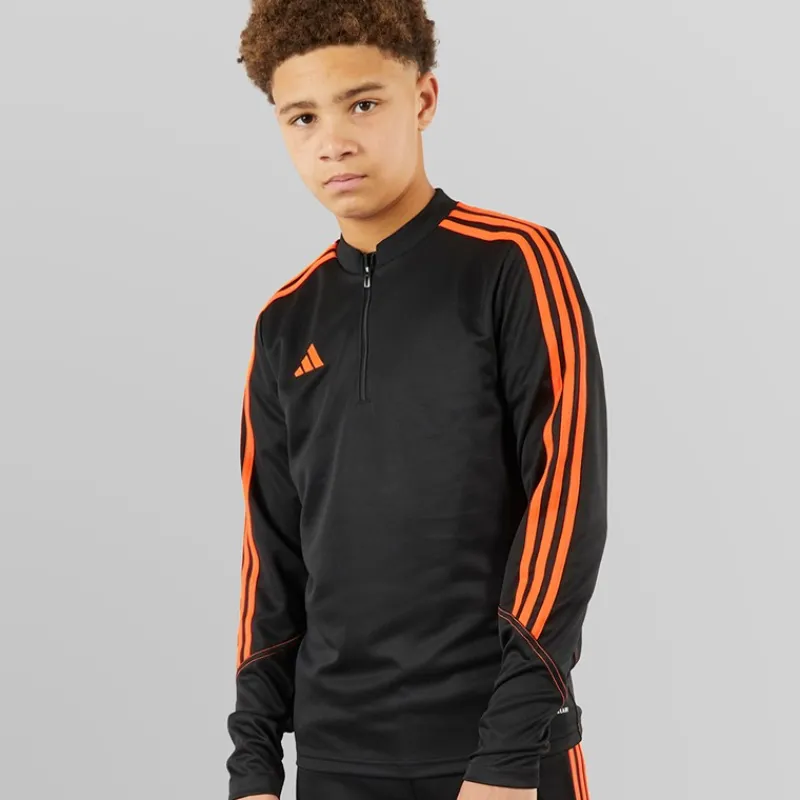 Outlet adidas Junior Tiro 23 Club 1/4 Zip Træningstop /Signal Orange Sort