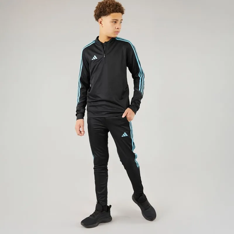 Outlet adidas Junior Tiro 23 Club 1/4 Zip Træningstop /Preloved Blue Sort
