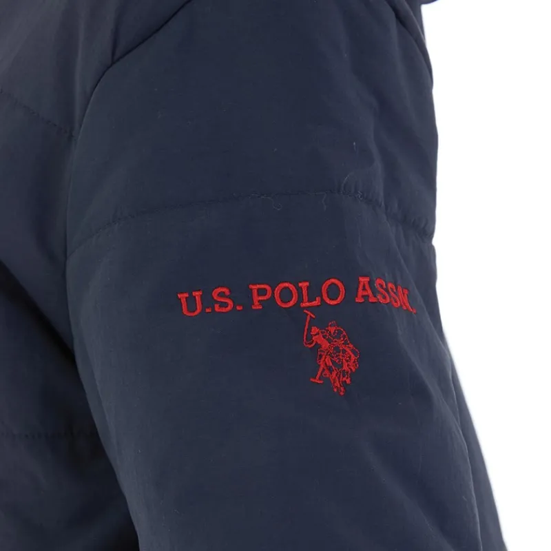 Sale U.S. POLO ASSN. Klassisk Parka Frakke til Drenge med Pels Kant Blå