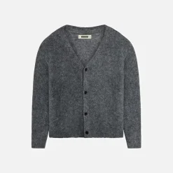 Outlet Woodbird Koon Loop Cardigan Asphalt Mørkegrå