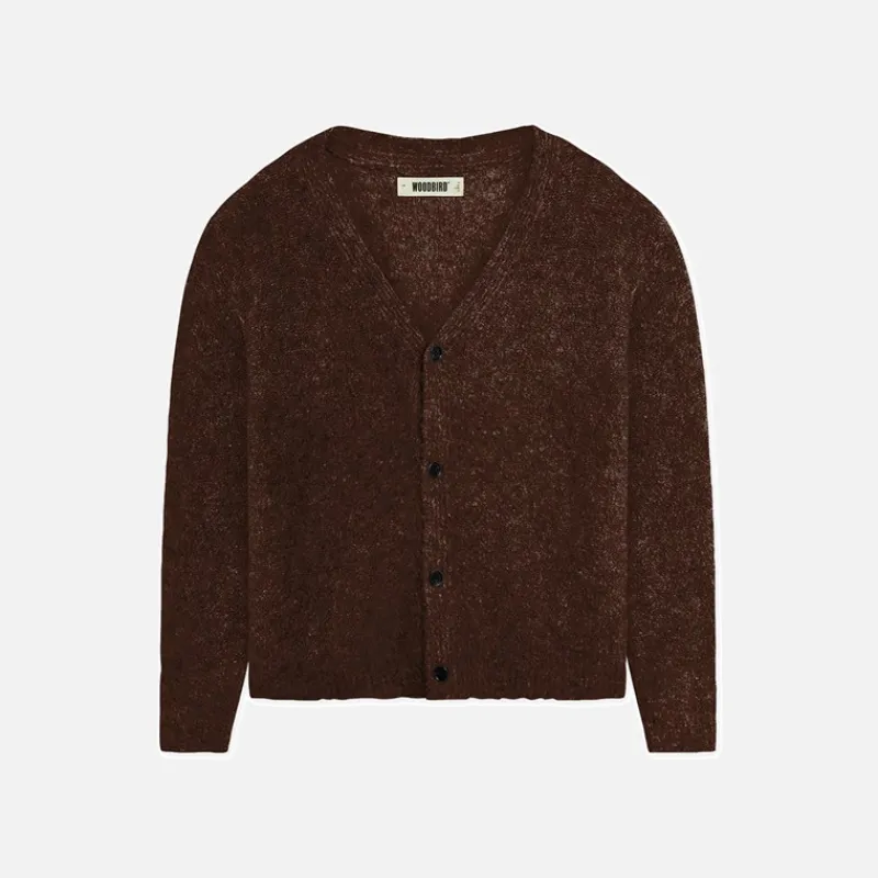 New Woodbird Koon Loop Cardigan Dark Brown Brun