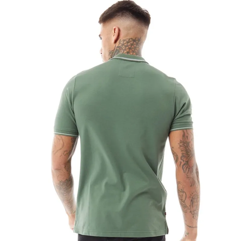 Clearance LUKE 1977 Herre Texas Tip Polo Skjorte Myrtle/Hvid Grøn