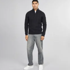 Clearance French Connection Mænd 1/2 Lynlås Uld Trøje Marine Marineblå