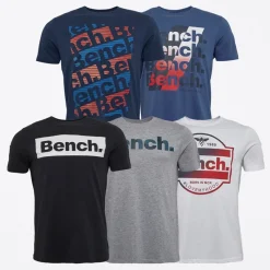 Outlet Bench Mænd Beoley 5-pak T-shirts Mellemblå/​Hvid/​Sort/​Grå Melange/​Marineblå