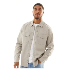 Clearance JACK & JONES Mænd Dave Stretch Overshirt Spøgelsesgrå Bleg Grå