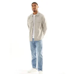 Clearance JACK & JONES Mænd Dave Stretch Overshirt Spøgelsesgrå Bleg Grå
