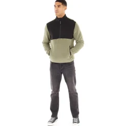 Discount JACK & JONES Mænd Halv Zip Fleece Dusty Olive Lys Khaki