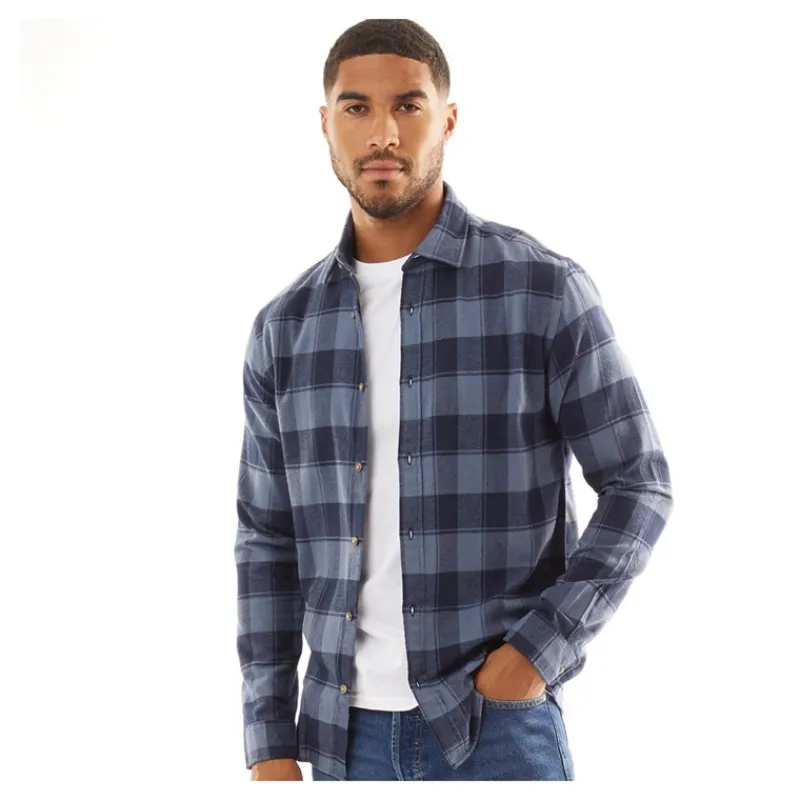 Outlet JACK & JONES Mænd Joshua Efterår Buffalo Langærmet Ternet Skjorte Vintage Indigo Blå