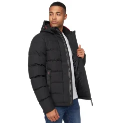 Crosshatch Mænd Kampnew Prægning Placket Jakke Sort
