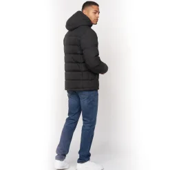 Crosshatch Mænd Kampnew Prægning Placket Jakke Sort