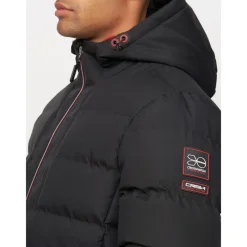 Crosshatch Mænd Kampnew Prægning Placket Jakke Sort