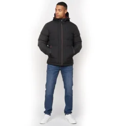 Crosshatch Mænd Kampnew Prægning Placket Jakke Sort