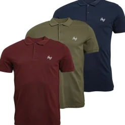 Clearance JACK & JONES Mænd Marley 3-pak Polo Blå Marine/Khaki/Burgunder Marineblå
