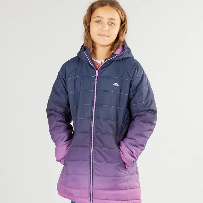New Trespass Pigejakke Destiny Ombre med hætte og polstring Dyb Pink Ombre