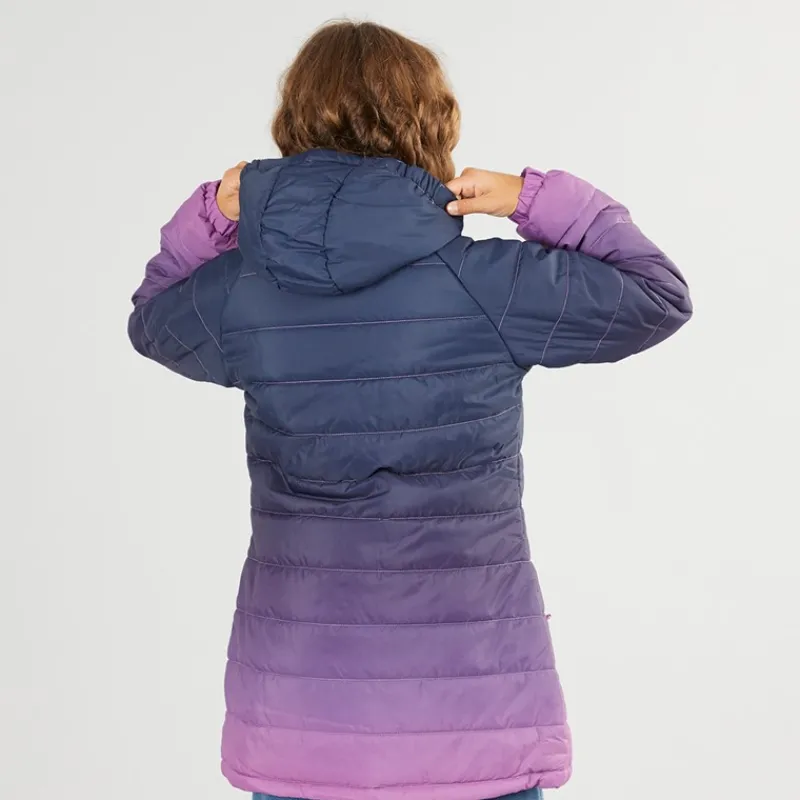 New Trespass Pigejakke Destiny Ombre med hætte og polstring Dyb Pink Ombre