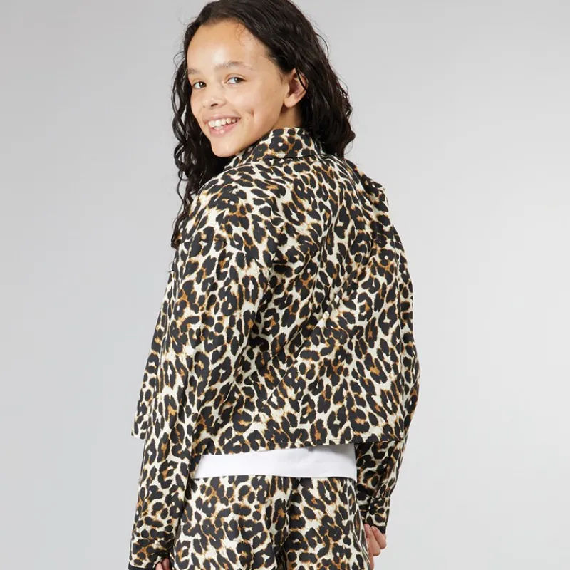 New Only Piger Clara Short Label Bluser og skjorter Sort Leopardtryk